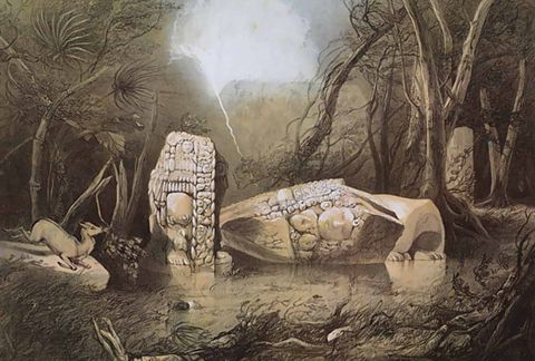 Litografía del ídolo de Copán